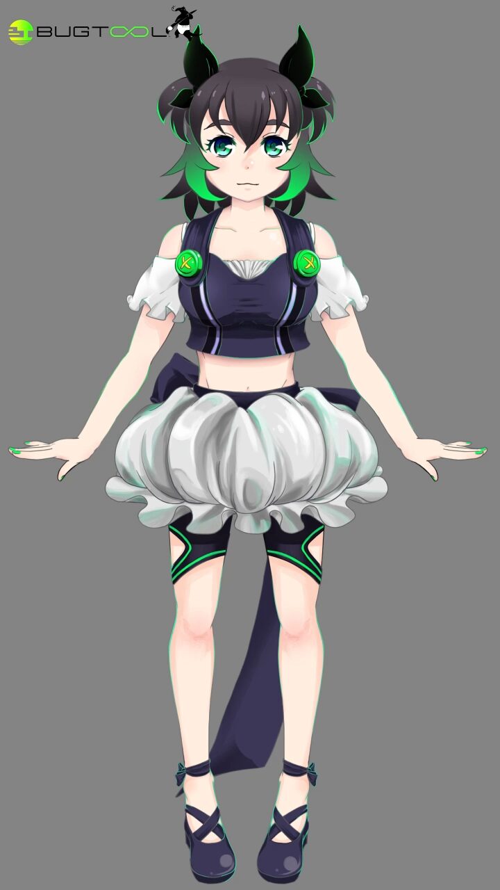 『　2018年 Live2Dキャラクター試作『バグ子』　』の全身画像